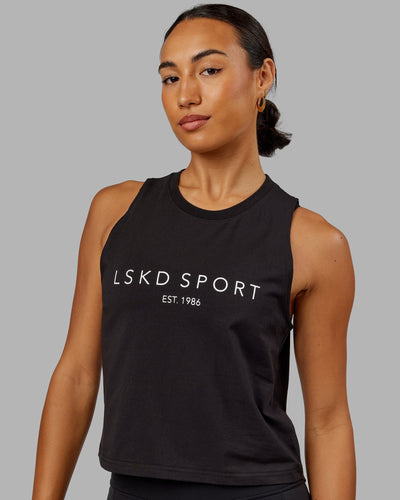 Woman wearing Penalty Tank - Black