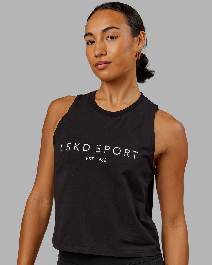 Woman wearing Penalty Tank - Black