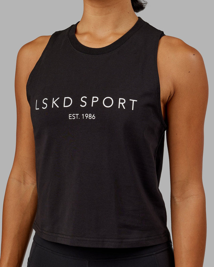Woman wearing Penalty Tank - Black