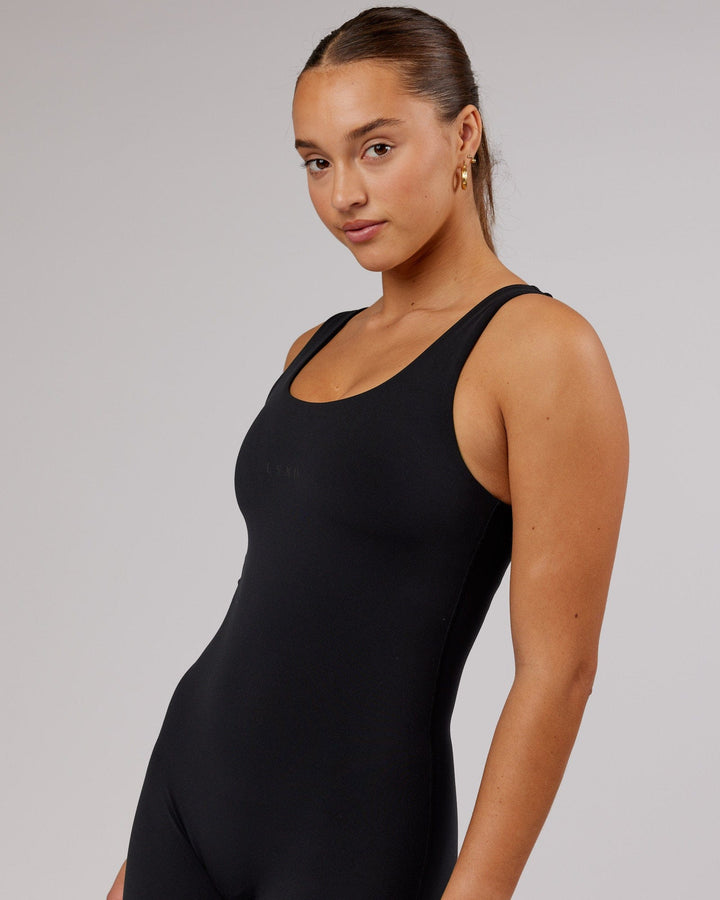 Woman wearing Power Body Suit - Black