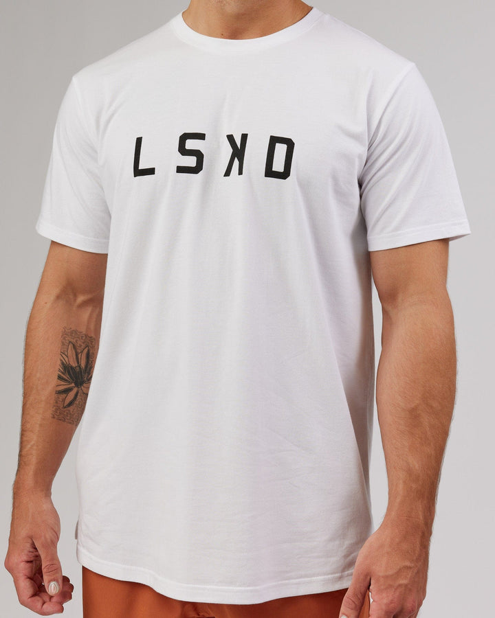 Man wearing Power FLXDRY Performance Tee - White-Black