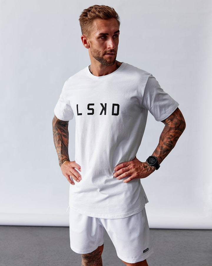 Man wearing Power FLXDRY Performance Tee - White-Black