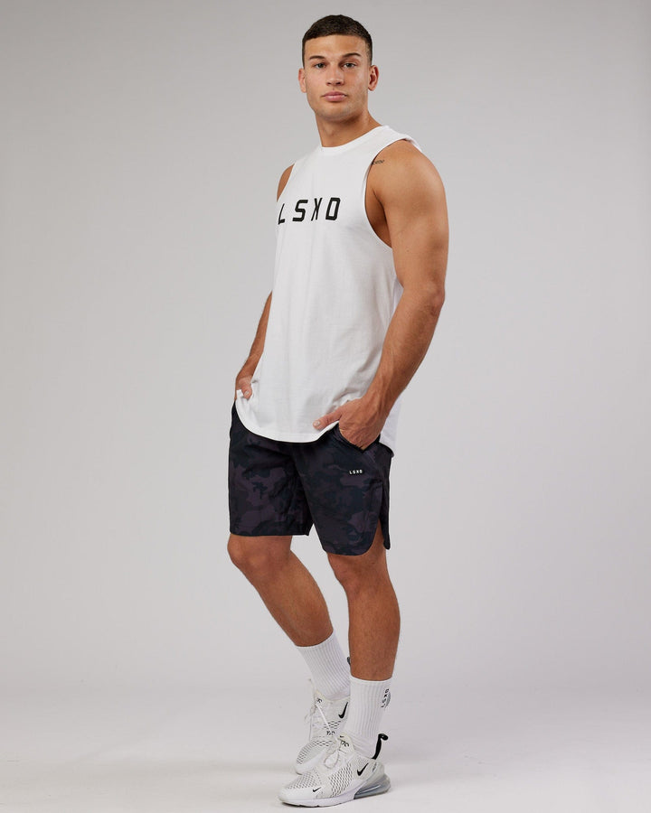 Man wearing Power FLXDRY Training Fit Tank - White-Black