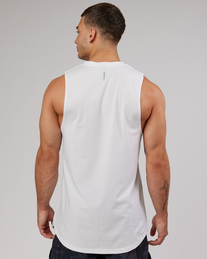 Man wearing Power FLXDRY Training Fit Tank - White-Black