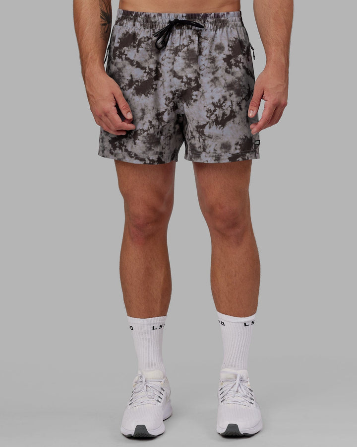 Man wearing Rep 5" Performance Short - Asphalt Tie Dye