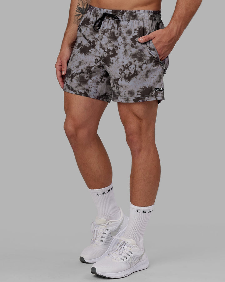 Man wearing Rep 5" Performance Short - Asphalt Tie Dye