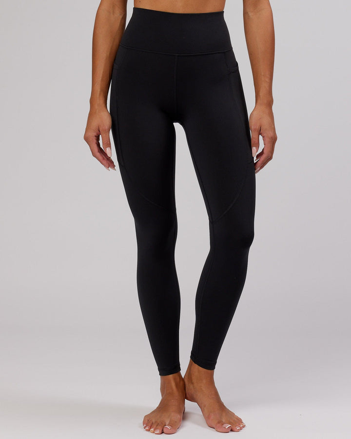 Woman wearing Rep Full Length Tight - Black-Hyper Teal