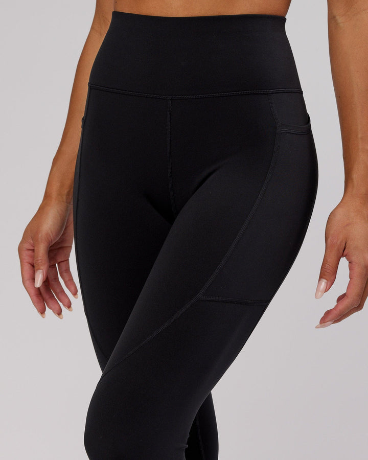 Woman wearing Rep Full Length Tight - Black-Hyper Teal