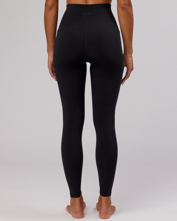 Woman wearing Rep Full Length Tight - Black-Hyper Teal