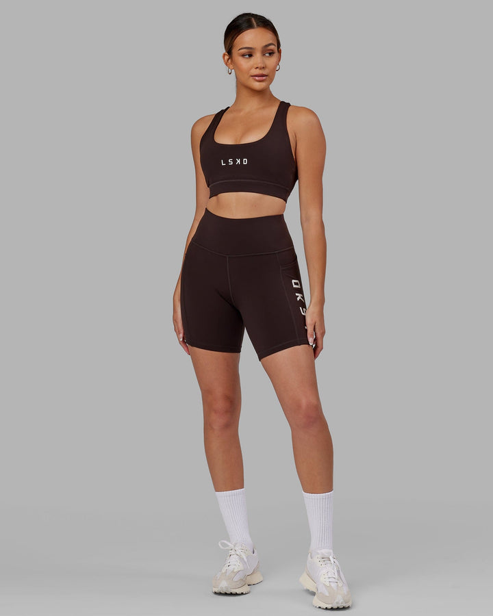Woman wearing Rep Mid Short Tight - Dark Walnut