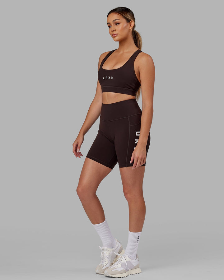 Woman wearing Rep Mid Short Tight - Dark Walnut
