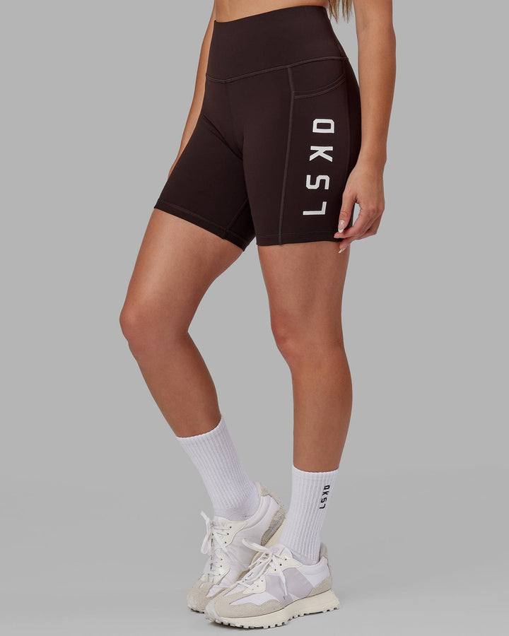 Woman wearing Rep Mid Short Tight - Dark Walnut