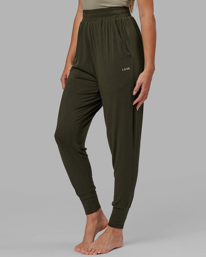 Woman wearing Rest and Recover Pant - Forest Night