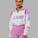 Woman wearing Slam 1/4 Zip Sweater - White-Lilac