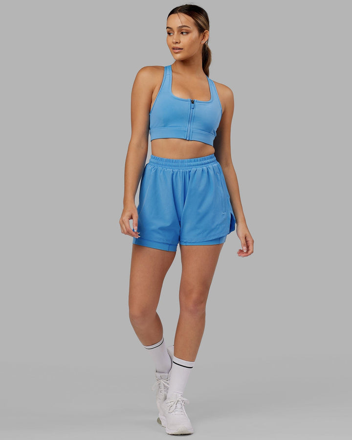 Woman wearing Sprint Bra - Azure Blue