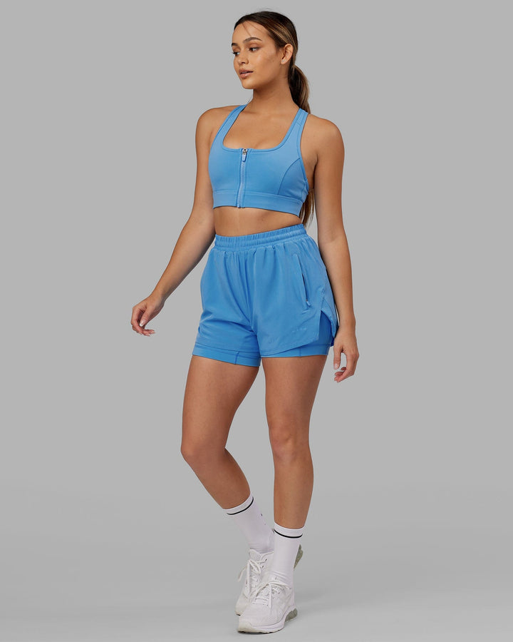 Woman wearing Sprint Bra - Azure Blue