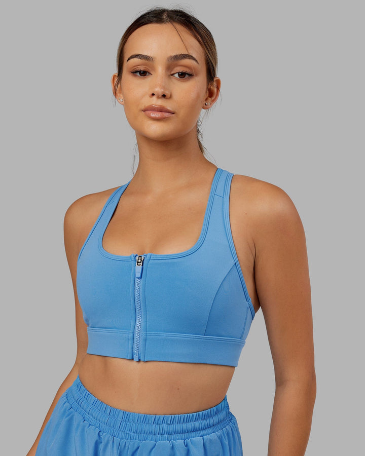 Woman wearing Sprint Bra - Azure Blue