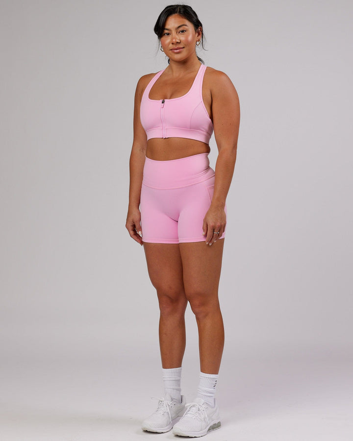 Woman wearing Sprint Sports Bra - Pink Frosting