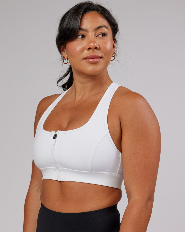 Woman wearing Sprint Sports Bra - White