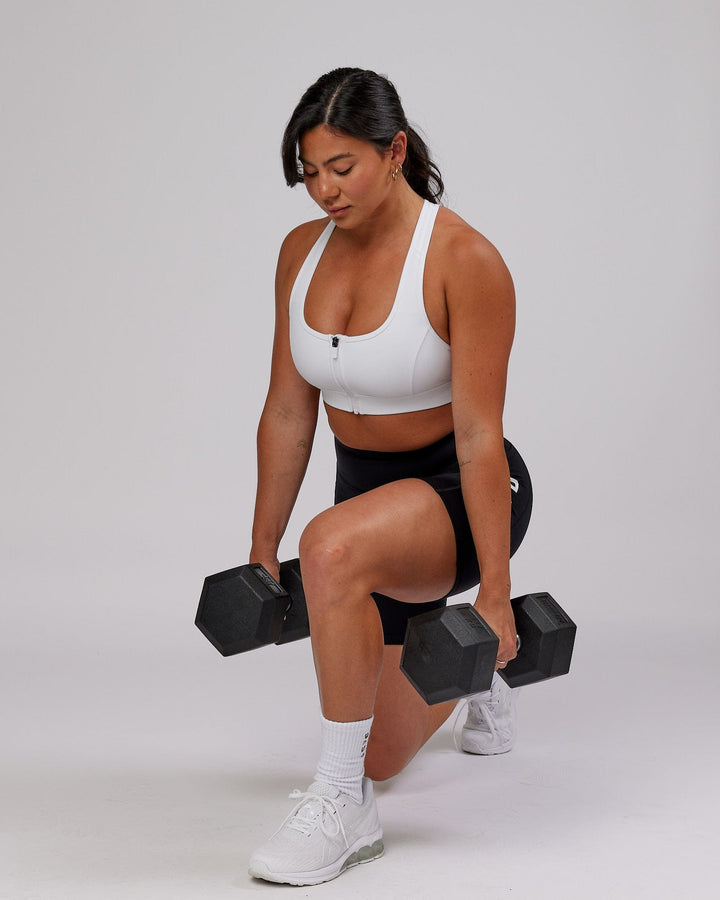 Woman wearing Sprint Sports Bra - White