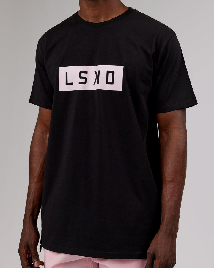 Man wearing Strength FLXCotton Tee - Black-Pink