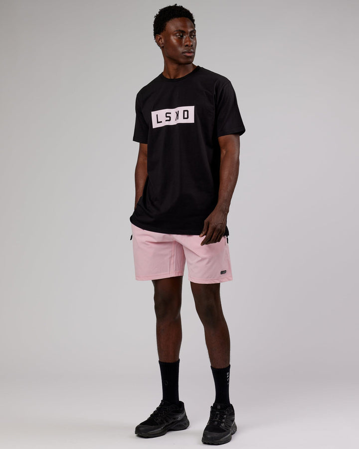 Man wearing Strength FLXCotton Tee - Black-Pink