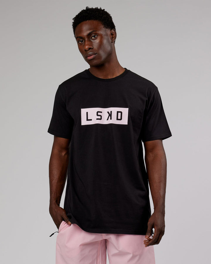 Man wearing Strength FLXCotton Tee - Black-Pink