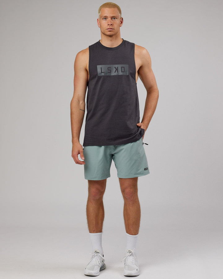 Man wearing Strength FLXDRY Training Fit Performance Tank - Asphalt