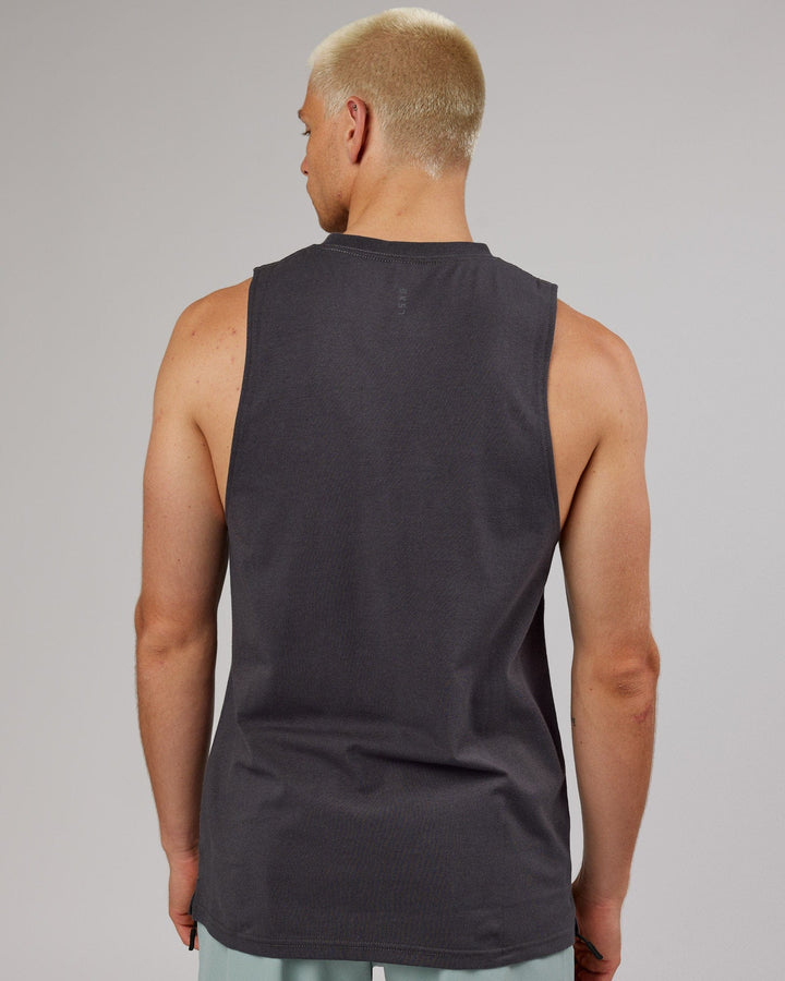 Man wearing Strength FLXDRY Training Fit Performance Tank - Asphalt