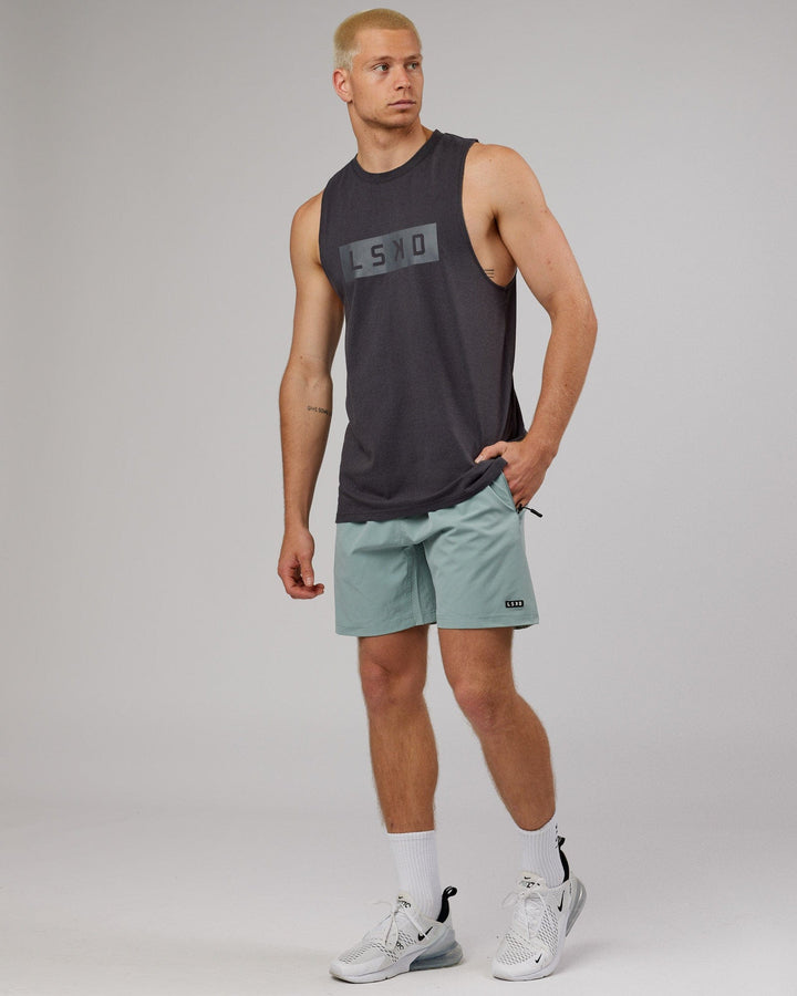 Man wearing Strength FLXDRY Training Fit Performance Tank - Asphalt