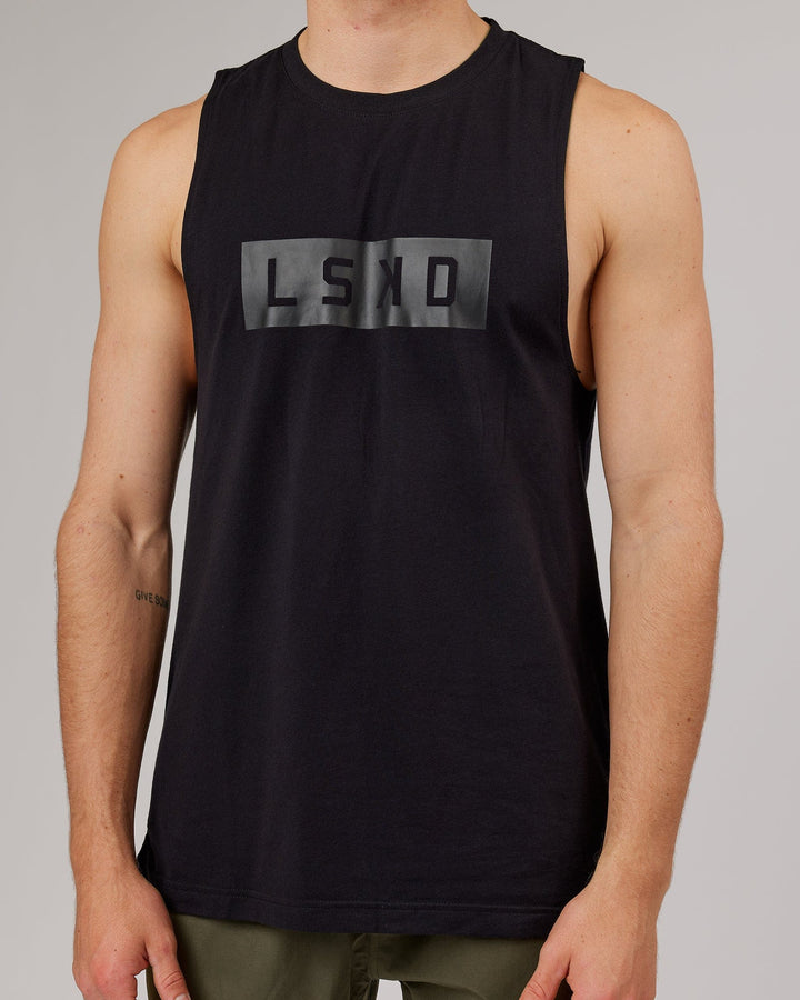 Man wearing Strength FLXDRY Training Fit Performance Tank - Black