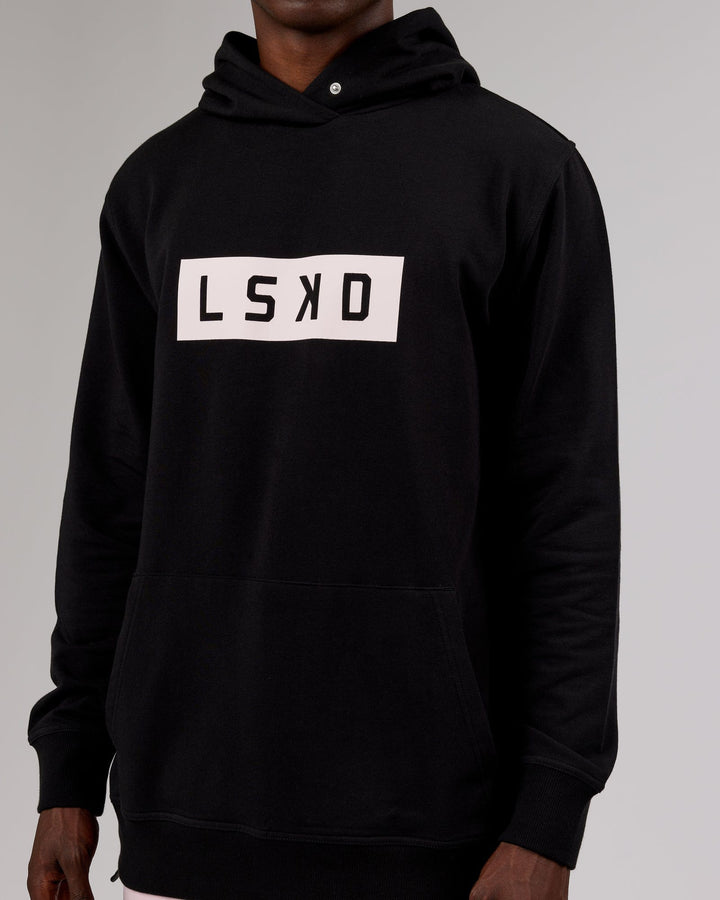 Man wearing Strength FLXFleece Pullover - Black-Pink