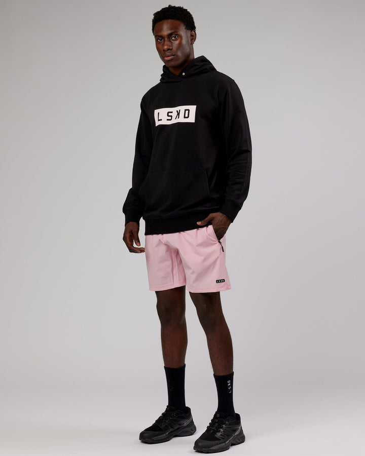 Man wearing Strength FLXFleece Pullover - Black-Pink