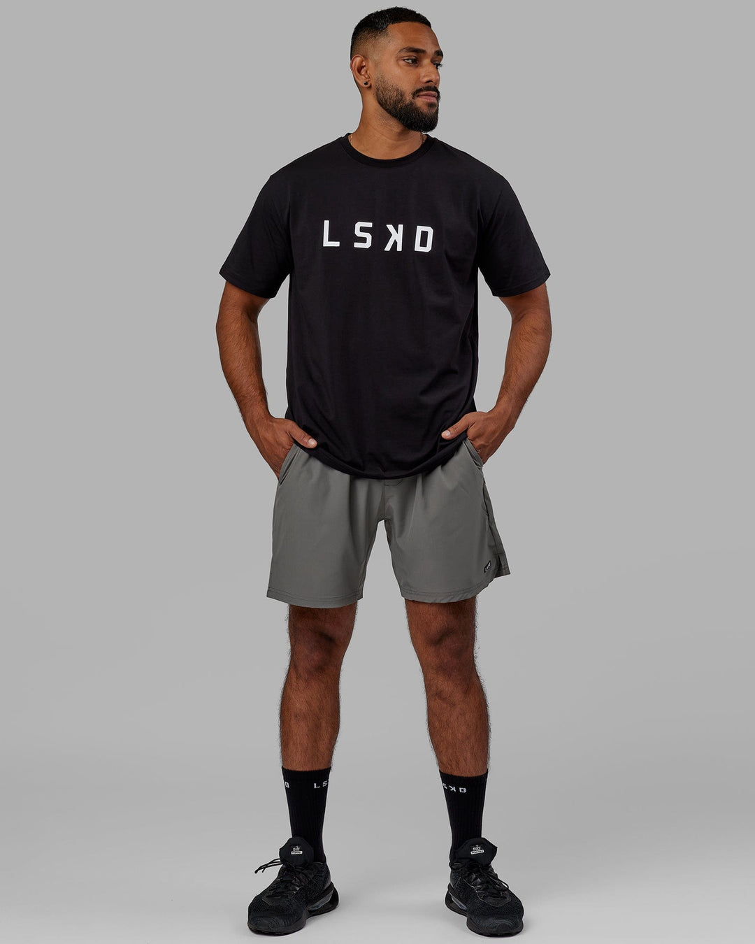 Man Wearing Structure Tee - Black-White