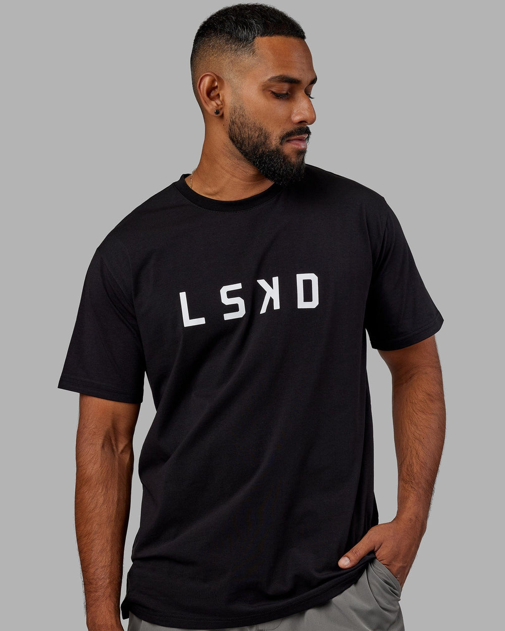 Man Wearing Structure Tee - Black-White