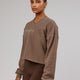 Woman wearing Touchdown Sweater - Deep Taupe
