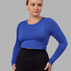 Woman wearing Ultra Soft Seamless Long Sleeve Top - Power Cobalt