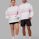 Duo wearing Unisex A-Team Hoodie Oversize - White-Petal Pink