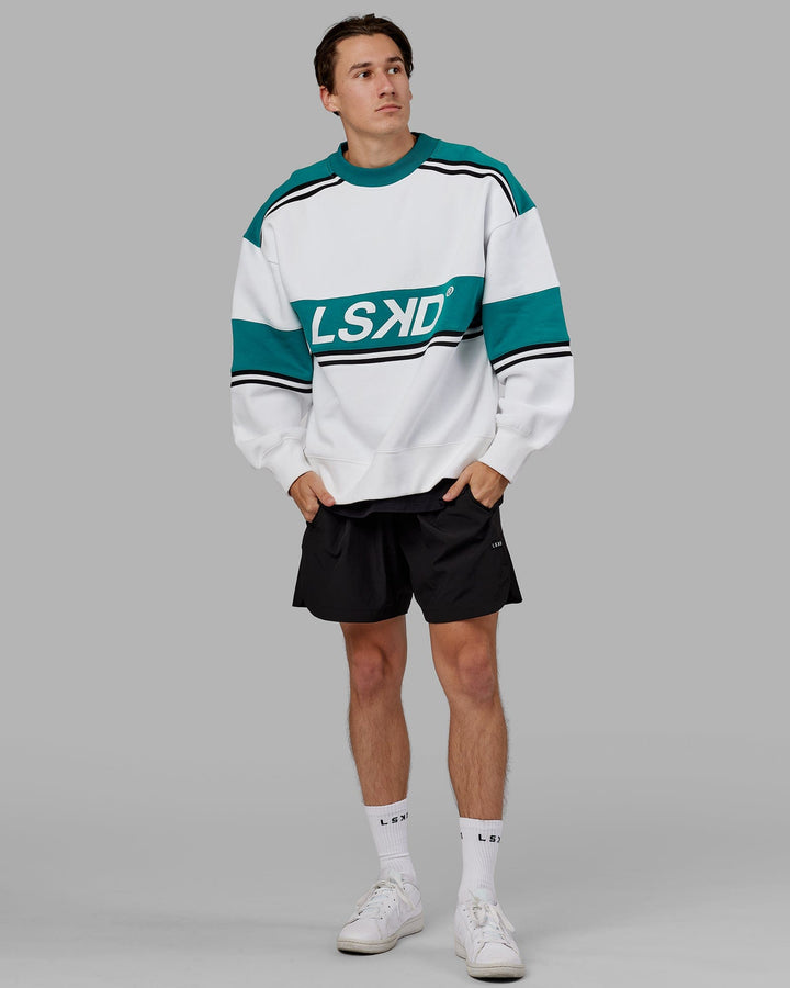 Man wearing A-Team Sweater Oversize - White-Deep Lake