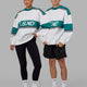 Duo wearing A-Team Sweater Oversize - White-Deep Lake