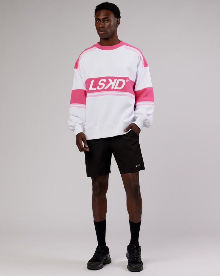 Man wearing Unisex A-Team Sweater Oversize - White-Flamingo