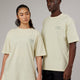 Woman wearingnUnisex Aurora Oversize Tee - Almond Milk
