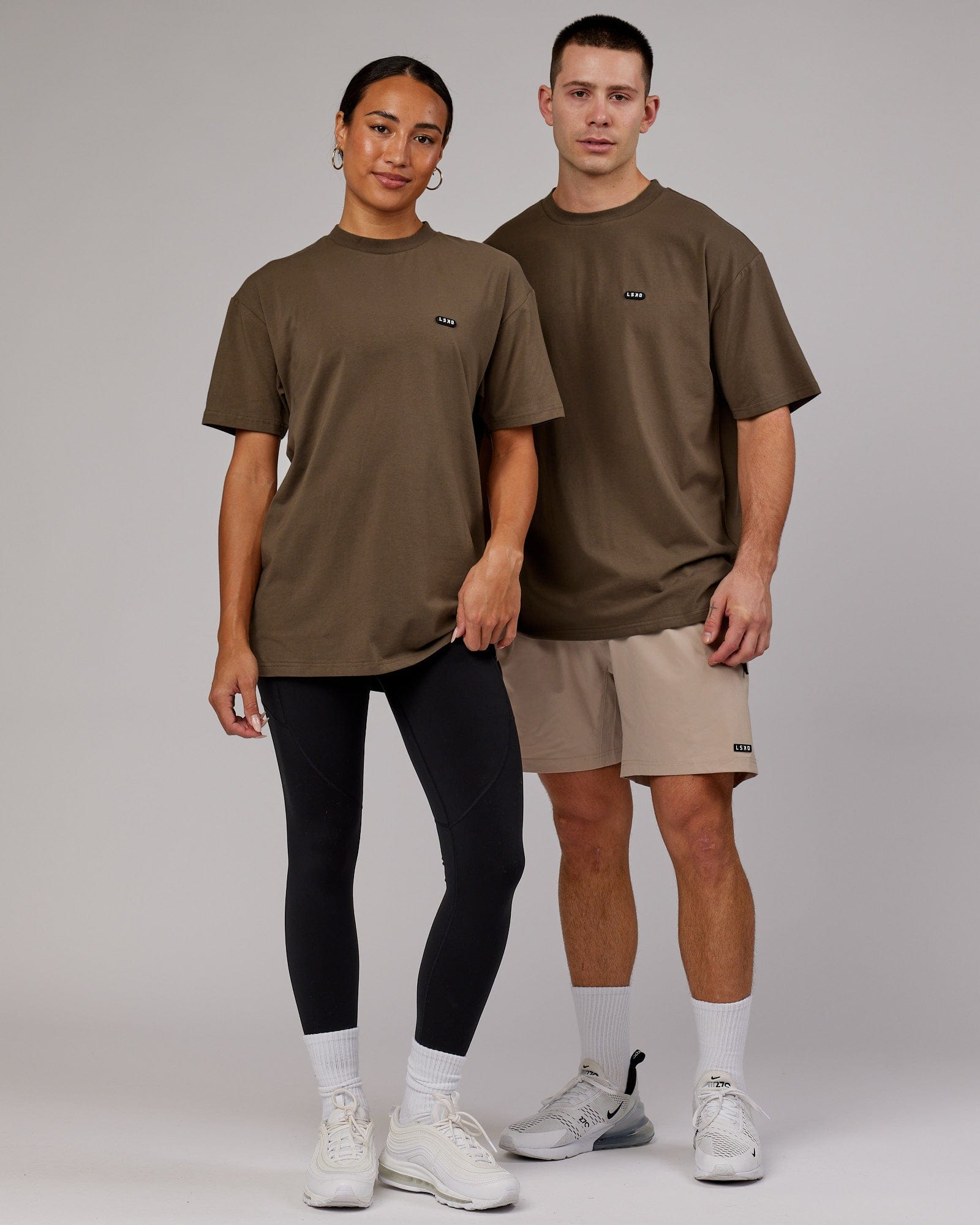 Man and Woman wearing Unisex Capsule FLXCotton Tee Oversize - Army Green