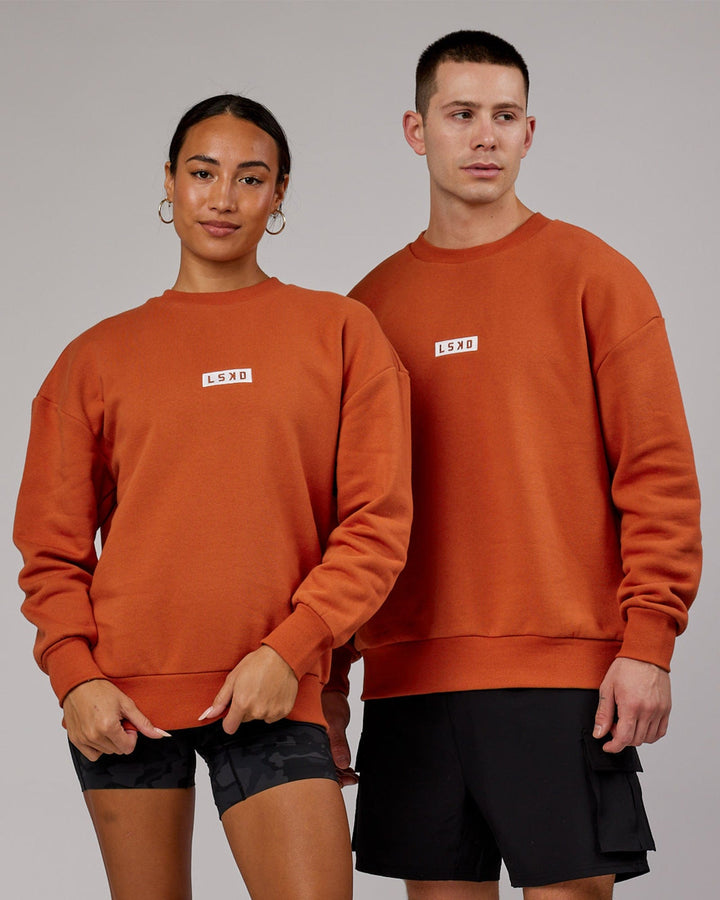 Duo wearing Unisex Cornerstone Sweater Oversize - Auburn