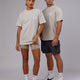 Woman wearing Unisex Good Times Heavyweight Tee Oversize - Shale Beige-White