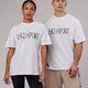 Woman wearing Unisex Heritage Heavyweight Tee Oversize - White-Black-Oak