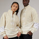 Woman and man wearing Unisex Inversion Sweater Oversize - Almond Milk