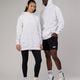 Woman and man wearing Unisex Linear Hoodie Oversize - White