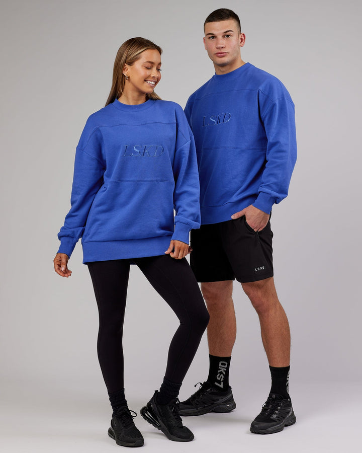 Duo wearing Unisex Off Duty Sweater Oversize - Power-Cobalt