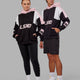 Duo wearing Unisex Slam Hoodie Oversize - Black-Petal Pink